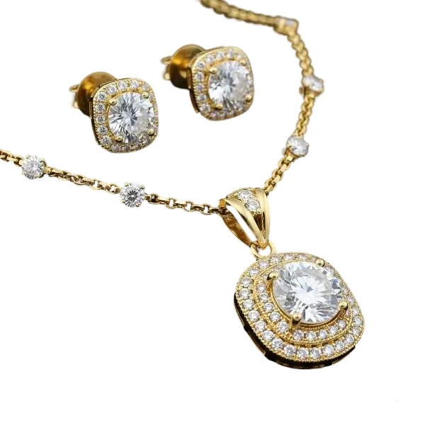 Radiant Diamond Gold Jewelry Set