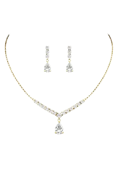 Elegant 18K Gold Minimalist Diamond-Style Jewelry Set