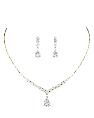 Elegant 18K Gold Minimalist Diamond-Style Jewelry Set